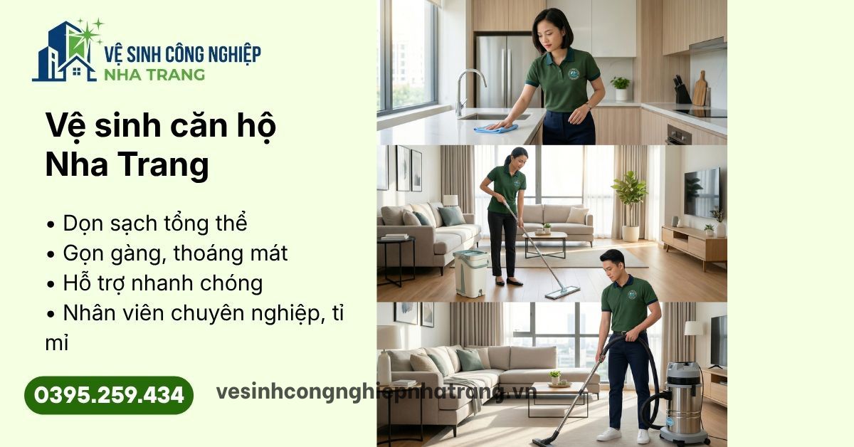 Vệ sinh căn hộ Nha Trang sạch gọn, nhanh chóng, phù hợp căn hộ ở, căn hộ cho thuê và nhu cầu dọn dẹp tổng thể.